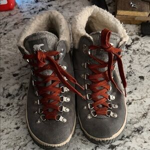 Sorel Gray and Red Winter Boots